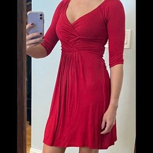 Velvet red rayon braided front dress, size P